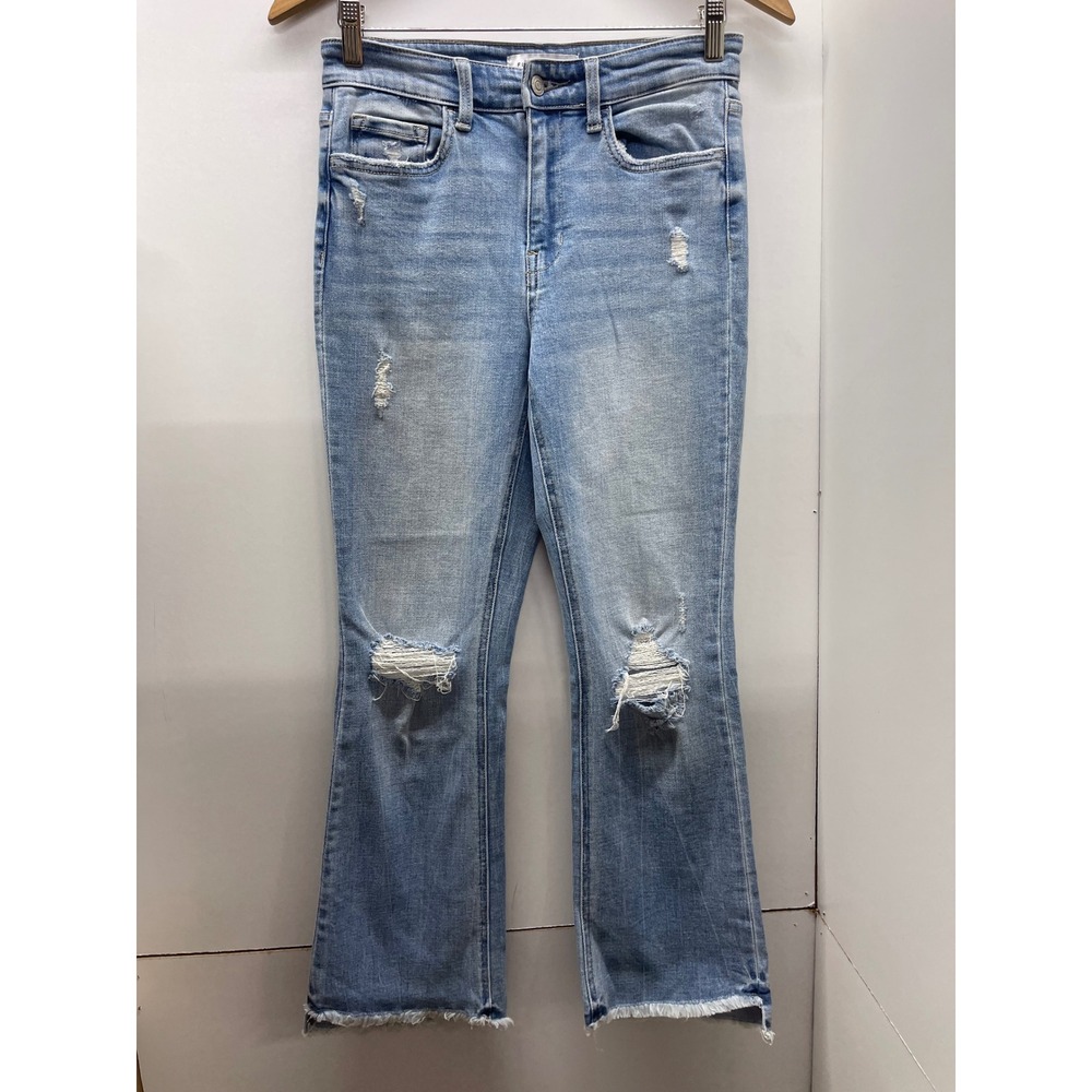 Flying Monkey Distressed High Rise Flare Jeans Light Wash F5162 Size 26